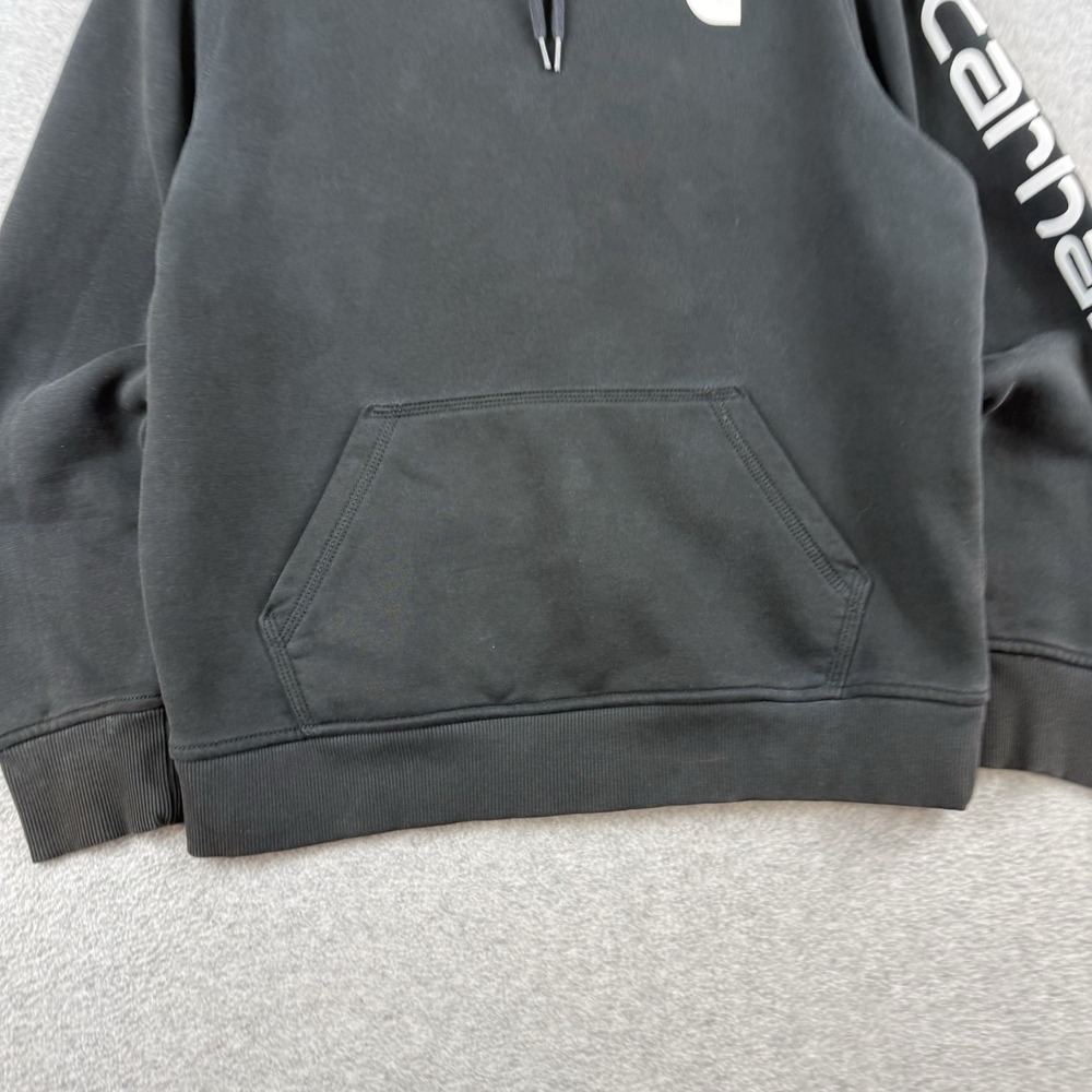 Carhartt Hoodie Sweatshirt Womens Medium Black Relaxed Fit Workwear Spellout - Picture 2 of 9